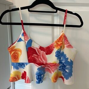 Marshalls Floral Crop Top - Red, Blue, Yellow